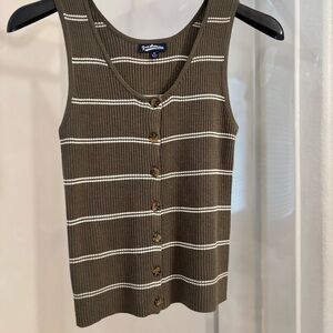 Freshman Green Ribbed Buttoned Tank Top Sweater